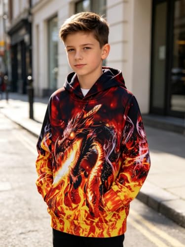 Image of Belovecol Boys Hoodies 3D Printed Hooded Sweatshirts with Pocket for 6-16Y