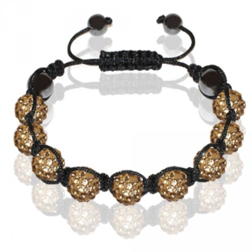 SoulCats Shamballa Bracelet Strass Scintillant Porte-Bonheur avec 9 Boules de Cristal, Une Couleur, Couleur: Or