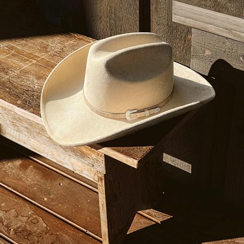 Image of FLUFFY SENSE. Cowboy Hat for Women and Men with Shapeable Wide Brim - Felt Cattleman Western Hats for Cowboys and Cowgirls