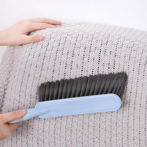 Image of Household Brush Sweeping, Cleaning Floors Long Handle Dust for Tiles, Carpet, Bed, Sofa,Mattress, Window, Bathroom, Car Seat, Curtain, Cleaner Home (Blue)