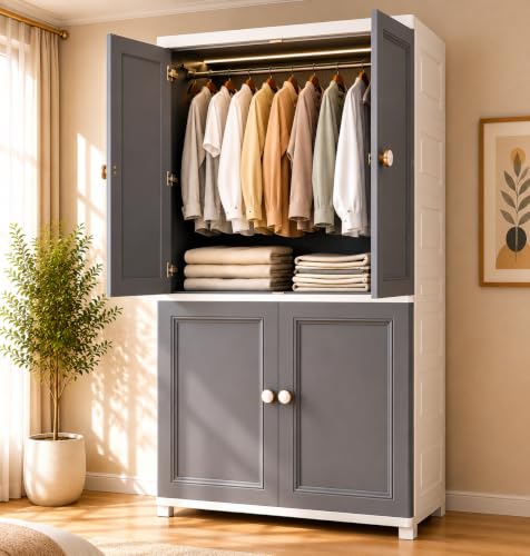 Image of LERIMO Plastic Wardrobe for Clothes | Portable Foldable Wardrobe Almirah for Bedroom | Kids & Baby Clothes Storage Cupboard | Collapsible Plastic Storage Cabinet | Almirah for Kids Clothes