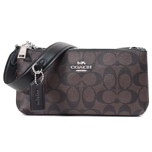 コーチ バッグ COACH コーティングキャンバス レザー シグネチャー ダブルジップ 2way クラッチ クロスボディー ショルダーバッグ ブラウンブラック CJ790のサムネイル