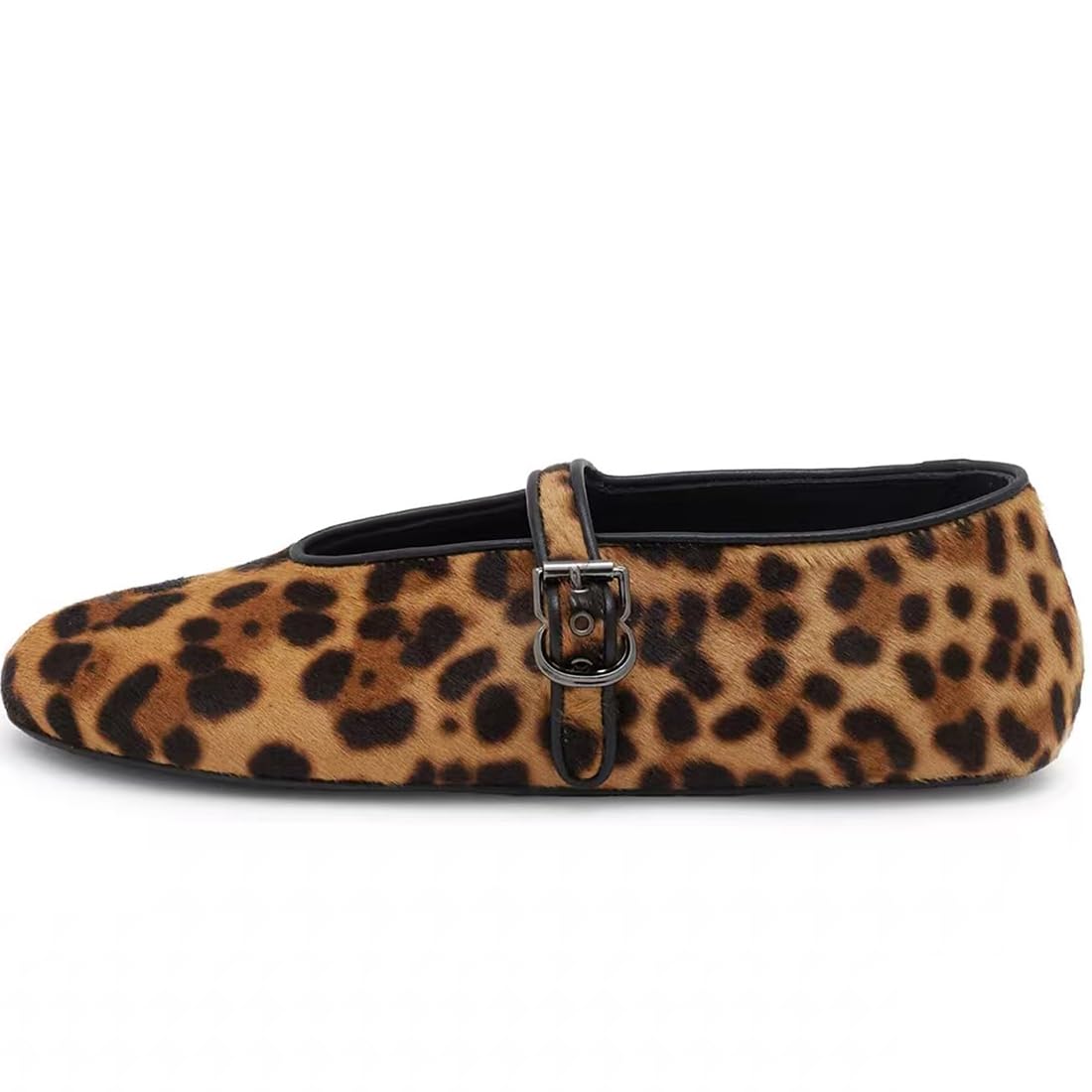 Divanne Ballet Flats for Women, Leopard Ballerina Shoes Crystal-Embellished Mary Jane Flats Mesh Flat Shoes