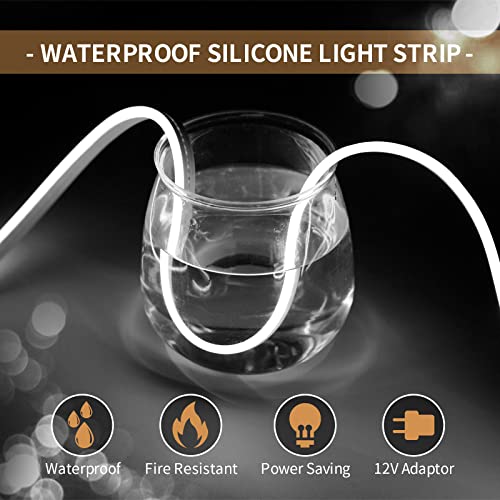Image of LED Neon Lights Flexible White 16.4FT /5M 12V DC Waterproof Flexible LED NEON Light for Indoors Outdoors Decorm [Power Adapter Included]