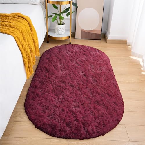 Image of Fluffy Silky Micro Fiber Polyster Carpet /Runner for Bedroom, Study Room, Playing Room, Guest Room ETC. 2x6 feet Feet, (Wine)