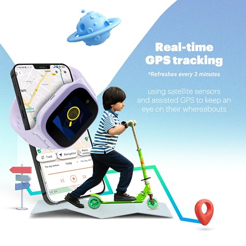 Image of Noise Scout Kids Smartwatch with Assisted GPS Tracking, 4G Video & Voice Call, Safe Zone Alert, SOS Button, Habit Formation, in-Built Games, Buddy App for Parents (Twinkle Purple)