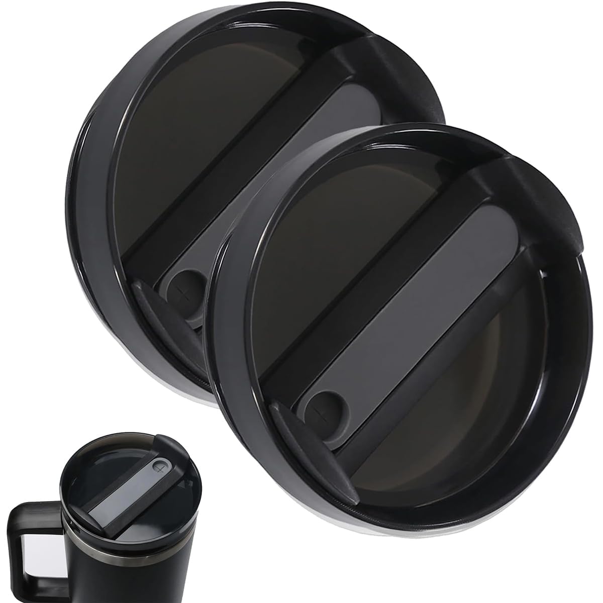 2 Pack 40 OZ Tumbler Lid Replacement Fit for Stanley Cup Lid,Spill Proof Tumbler Covers for Stanley Cup Accessories(Black)-image-16