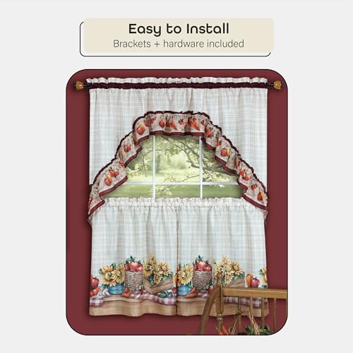 Image of Decorative Window Curtain Rods with Finials, 48 to 86 Inches, 0.75 Diameter - Camino Lincroft - Lightweight & Easy to Install, Adjusts Telescopically to Fit Any Window by Achim Home Decor