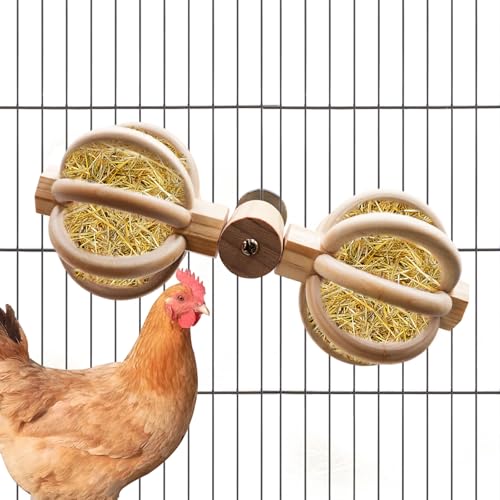 Chicken Coop Accessories, Wooden Chicken Feeding Rotating Toys, Chicken Feeders, Enrichment Toys for Hens, Ducks, Geese, Turkeys, Poultry