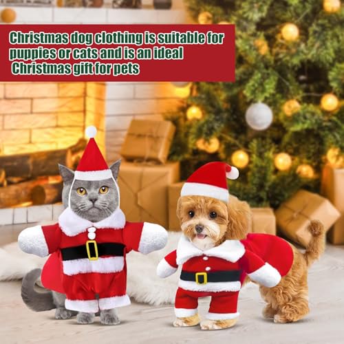 Hundekostüme Weihnachten, Kleidung für Haustiere Weihnachtsmann, Katze Hund Weihnachtskostüm mit Mütze Weihnachtsmann, Neujahr Party Geschenk für Kleine Hunde Katze (L)