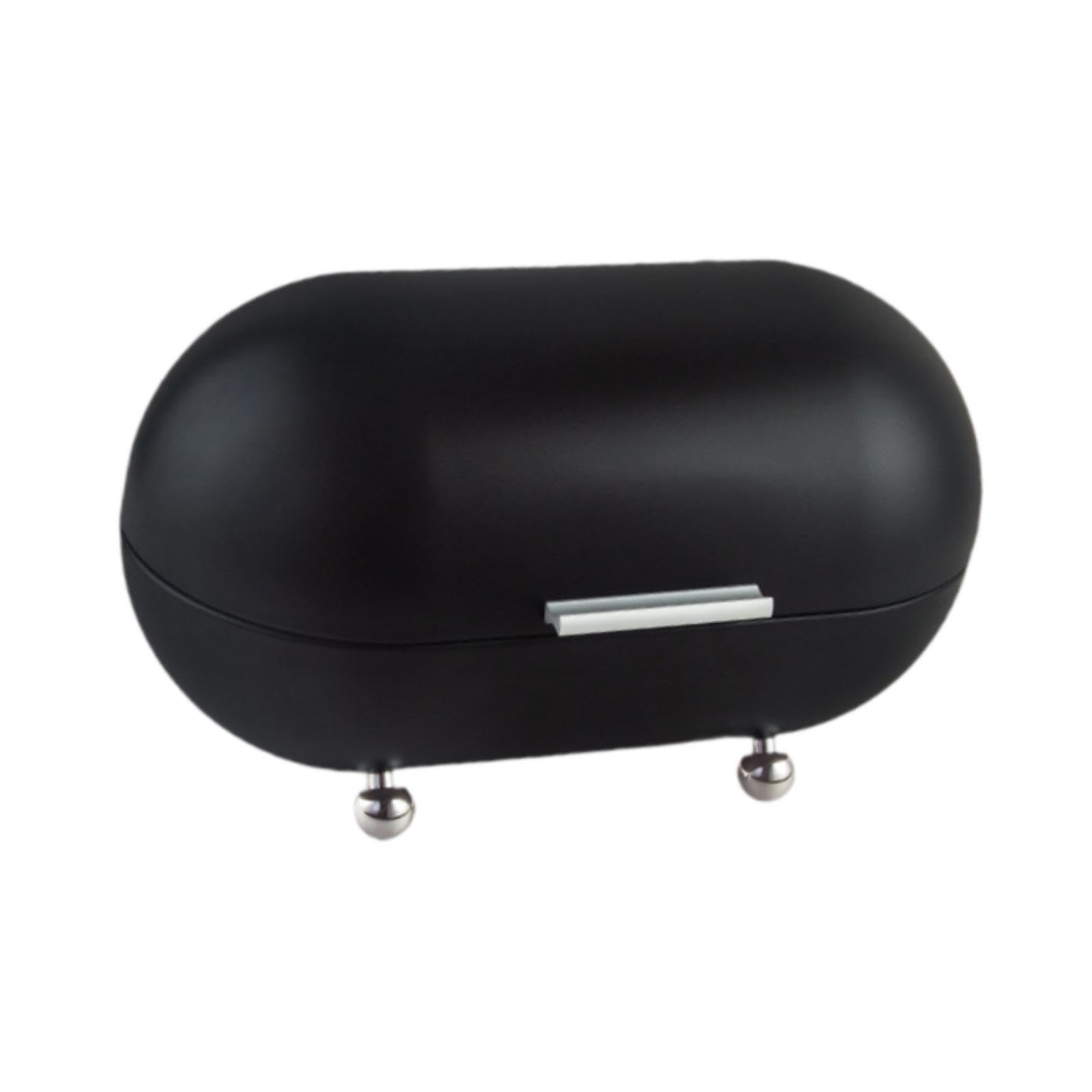 ALCXAZS Vintage Bread Storage Box Stylish Snack Container For Organizing Kitchen Metal Bread Box Storage Container Cakes Countertop Pastry Organization, black