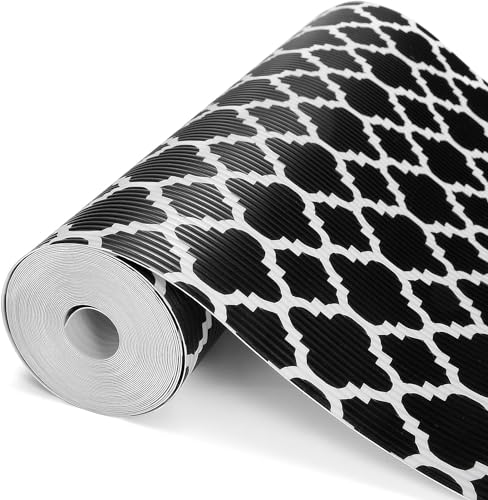 Image of Ash & Roh Multipurpose Anti-Slip Plastic Washable Liner for Bathrrom, Kitchen, Fridge Mat and Drawer Mats (Black Window, 45X100)
