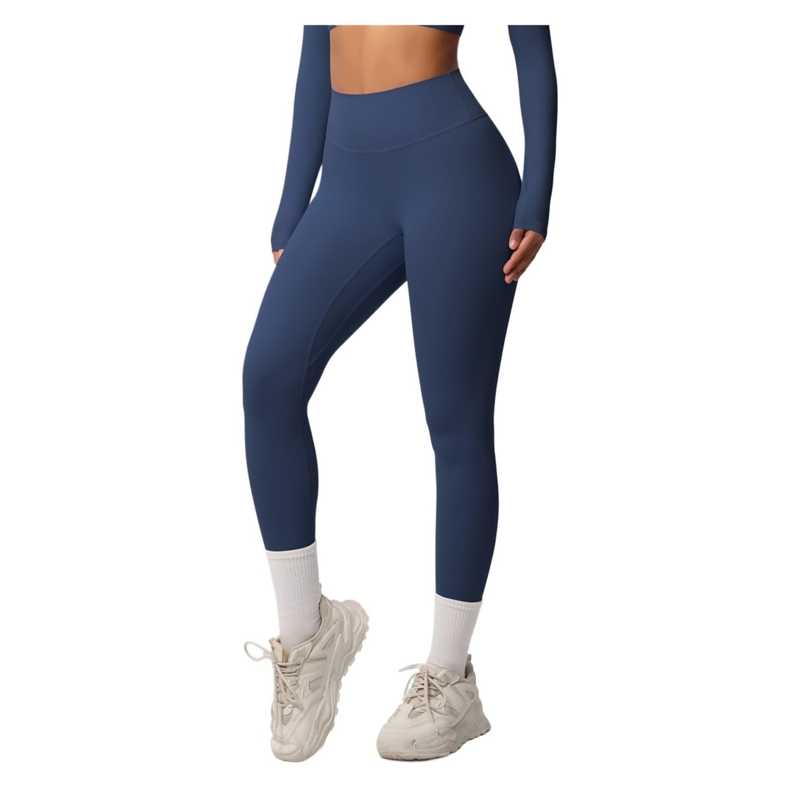 Leggins Vita Alta Donna Leggings sportivi da donna a tinta unita, pantaloni skinny traspiranti, comodi e sportivi for yoga, palestra, allenamento e corsa, abbigliamento sportivo da donna Donna(Blue,XL