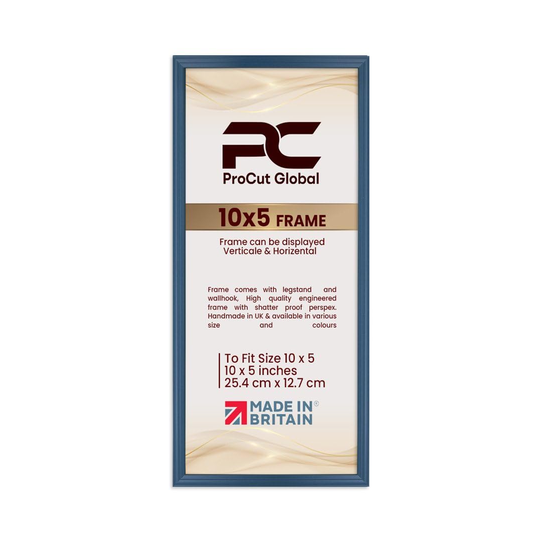 Procut Global 10X5 Navy Blue Picture Frames - Classic Wooden Photo Frame with Shatterproof Perspex for Wall or Tabletop - Perfect for Posters, Certificates & Prints - Sizes & Colors Available