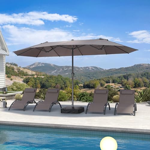 Image of PURPLE LEAF Patio Umbrella 14ft with Base Outdoor umbrella, Light Grey