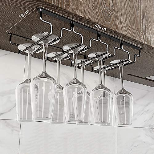 LIGUOYI 10 PCS Porta Bicchieri da Vino da Parete, Portabicchieri Versatile Nero/Oro/Bianco Porta Calici di Vino Titolare Risparmio di Spazio, per Casa Cucina Porta Bicchiere da Vino E Champagne