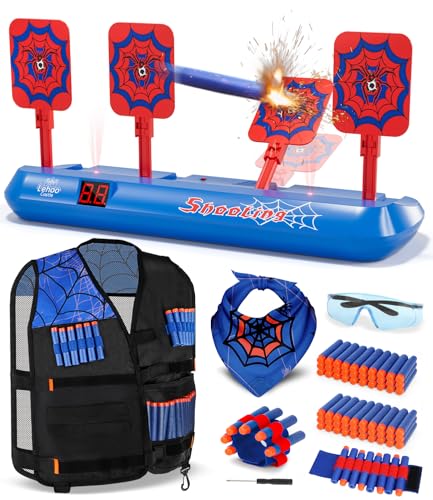 Lehoo Castle Diana Nerf, Objetivo Digital Electrónico para Pistola Nerf, 60 Dardos, Chaleco Táctico, Spider Juguetes 3 4 5 6 7 8 Niño, Juegos Interior & Exterior para Niños