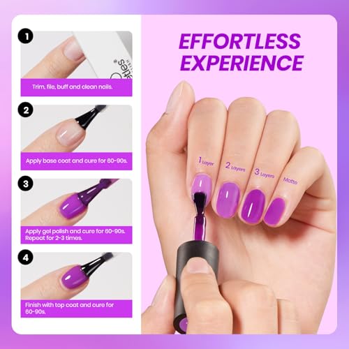 Image of Beetles Purple Gel Nail Polish, 15ML Clear Jelly Gel Polish Sheer Translucent Effect Neutral Nail Polish Soak Off UV Violet Night Dream Series French Nail Art Manicure Salon Gift for Women