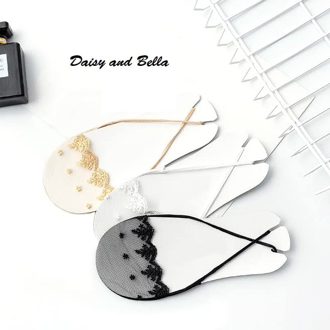 4 Pairs Breathable Lace No Show Socks, Toe Topper Half Socks, Low Cut Liner Slingback Sock.2