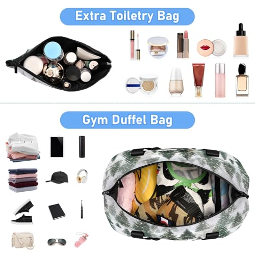 Winter Forest Christmas Gym Bag for Women Sport Travel Duffel Bag Shoulder Weekender Overnight Bags with Wet Pocket & Shoe Compartment4