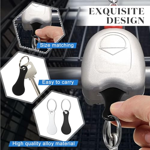 Image of Shimeyao 4 Pcs Portable Aluminum Alloy Keyring Shopping Cart Trolley Tokens Quarter Keychains Gift for Men Women Valentines