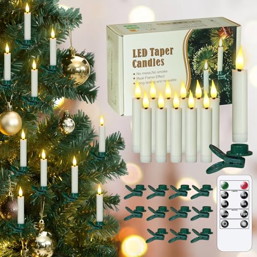 Bougies coniques LED à clipser pour sapin de Noël et décoration de table chaleureuse