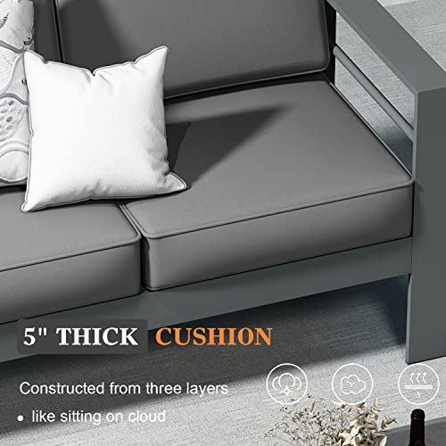 Vakollia 5 Pieces Modern Aluminum Patio Furniture Set, Outdoor Conversation Sets Metal Sectional Sofa With Coffee Table #TOP3