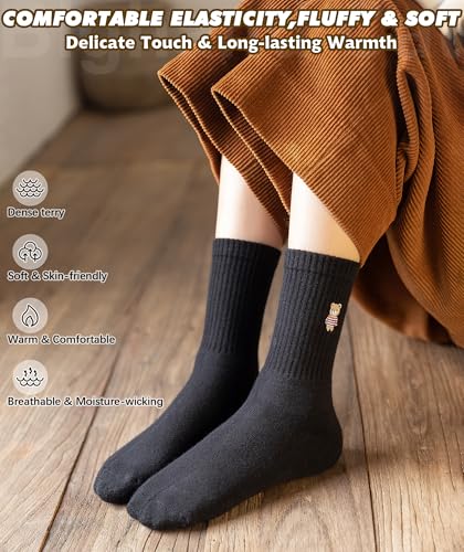 Image of IIG 3-5 Pairs Womens Super Thick Warm Winter Crew Socks Cute Fashion Knit Cozy Socks Gifts for Women