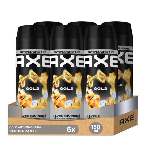 Axe Desodorante para Hombre Antitranspirante Gold 150ml - Pack de 6