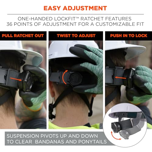 Image of Ergodyne 8964 Full Brim Safety Helmet, Type 2 Class C Hard Hat with Chin Strap, Adjustable Venting, ANSI /ISEA Z89.1-2014