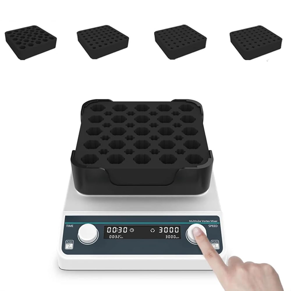 Lab Vortex Shaker, oscylacyjna maszyna do mieszania wielu rur, regulacja prędkości 1500-3000 obr./min, czas 1 min-8 h, odpowiedni do tubek od 1,5 ml do 50 ml