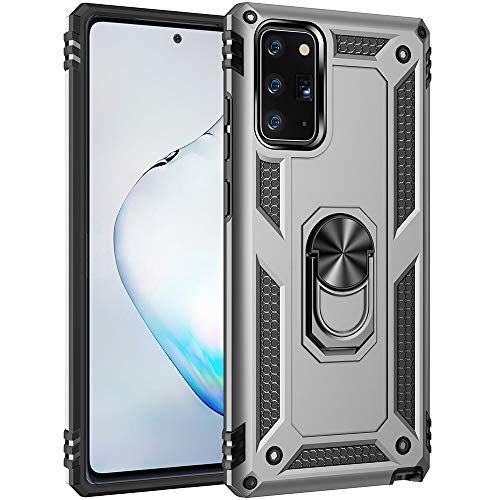 Military Grade Drop Impact for Samsung Galaxy Note 20 Case Note 20 5G Case 360 Metal Rotating Ring Kickstand Holder Armor Heavy Duty Shockproof Case for Galaxy Note 20 5G Phone Case (Sliver)