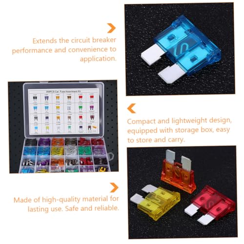 Kit surtido estándar de fusibles para auto 250 piezas con carcasa transparente y componentes para motos, botes, motonieves miniatura 6