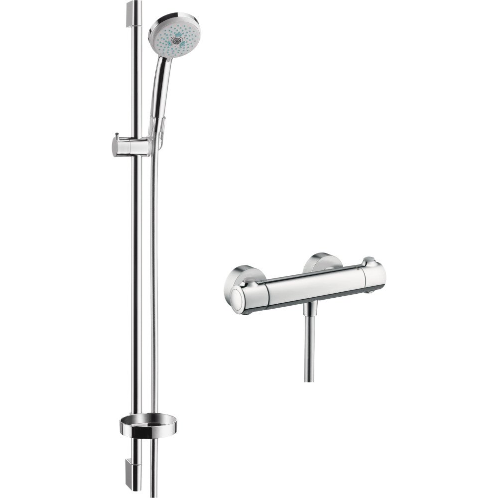 hansgrohe Croma 100 Zestaw prysznicowy Multi z termostatem Ecostat Comfort i drążkiem 90 cm chrom, 27085000