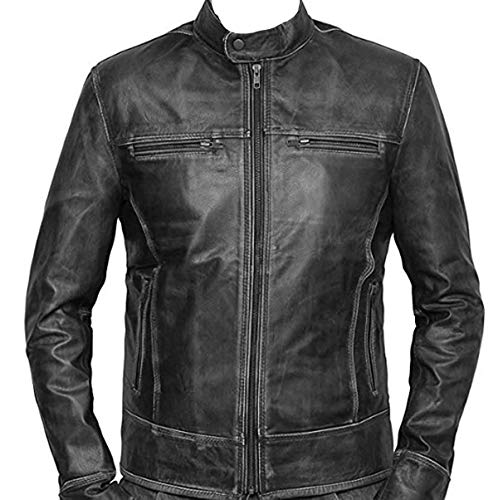 Image of SID Mens Military Brown Tough Lambskin Leather Jacket, Biker Jacket