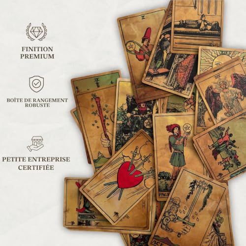 Vieux Monde Express Jeu de tarot et guide édition antique | Design classique RWS – vue 2