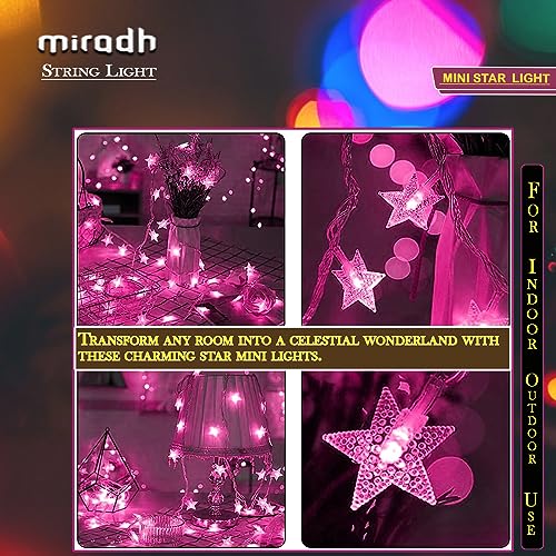 Image of MIRADH 14 Star Shape String Led Light 3 Meter led Lights for Home Decoration Plug in Fairy String Lights, Diwali Lights for Decoration for Home Still Mode Only Strip Lights (14 Star Pink)