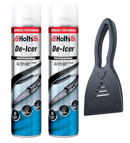 De-Icer 600ml (Pack of 2) with Ice Scraper | Fast Acting Car Window De-Icer Spray | Removes Frost & Ice Instantly | Winter Car Care Bundle for Windscreens & Mirrors
