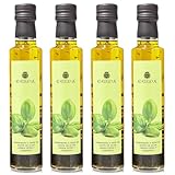 La Chinata Condimento de Aceite de Oliva Virgen Extra con Hojas Frescas de Albahaca – Sabor Suave y Refrescante – Ideal para Pastas, Pescados y Ensaladas – 250 ml (Pack 4)