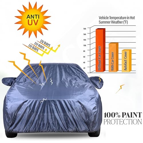 Image of Autofact Premium Car Cover for Elite i20 2015-2019 | All Weather Water-Resistant Full Body Car Cover | Light-Weight Triple-Stitched Outdoor Shield with UV Protection, Dustproof & Heat-Resistant