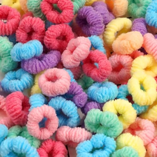 Image of Diversa Cotton Mini Rubber Bands Elastic Hair Ties, Small Baby Hair Bobbles Ponytail Holder for Kids Girls & Women, 2.5 cm in Diameter, Pack of 100 (Pumpkin)