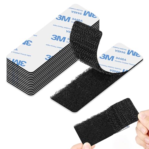 15pcs Tape Self Adhesive, Sticky Back Strips, 1x3.9inch Double Sided and Heavy Duty Tape, Tape Self Adhesive for Fabric, Hook and Loop Tape for Mounting, Hanging or Organizing Items(Black)
