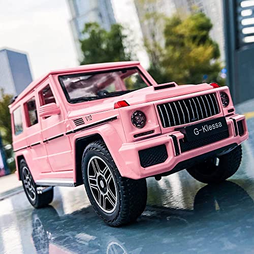 Image of New 1:24 G Wagon Diecast Alloy Metal Pull Back Car with Openable Doors Music Sound and Light Vehicle Toy Car for Kids Boys (Black)