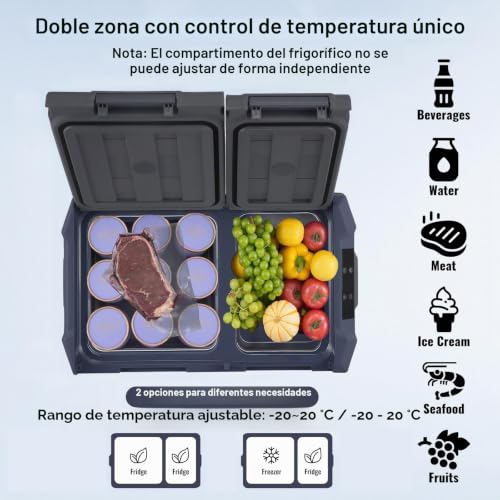 Nevera de compresión 12V 24V VEVOR mini nevera coche de doble zona para camping 3
