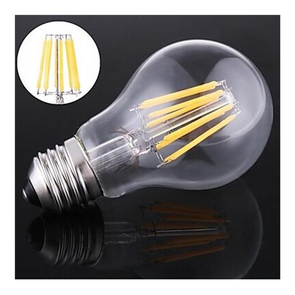 HHF Iluminación del hogar, Paquete de 10, Bombilla de filamento LED A60 AC220V 2W/4W/6W/8W/12W Bombilla Edison iluminación del hogar(Warm White 2700K,12W)