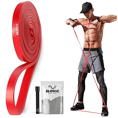 Slovic Red Resistance Bands for Workout for Men and Women (1 Year Warranty) Resistance Band Set & Exercise Band for Home Gym Fitness Pull Up Band & Toning Band 100% Natural and Unbreakable Rubber