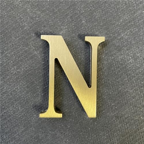 Adhesivo de latón macizo de 6,6 cm, letras inglesas, letras del alfabeto de metal, ornamento, pegatina de pared, letras y números adhesivos, placas de dirección de casa, números de puerta, letras,
