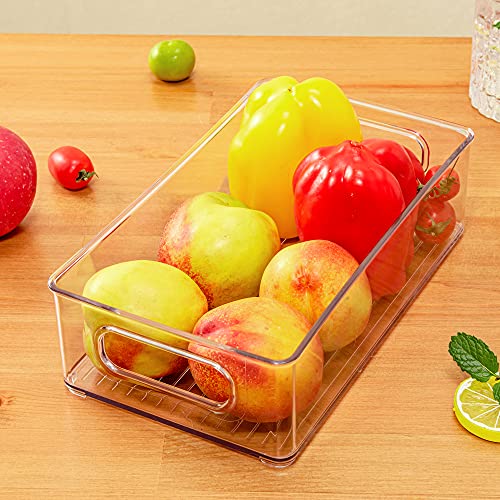 iPEGTOP Set Of 4 Refrigerator Organizer Bins, Clear Stackable Food