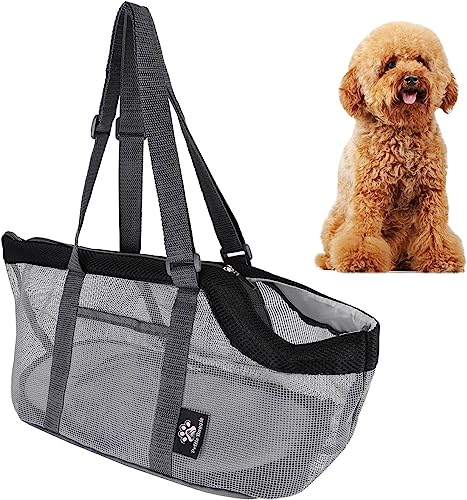 Transporttasche Haustier Tragetasche Klein Hund Haustiertragetasche Mesh Hundetragetasche Atmungsaktiv Hundetasche mit Boden Hundetrage Verstellbar Katzentragetasche Kleintiertasche Welpen Katze