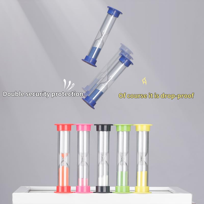 Set Di 6 Timer A Clessidra Colorati - 30s / 1min / 2min / 3min / 5min / 10min - In PVC E Vetro - Per Cucina, Giochi, Studio, Bambini